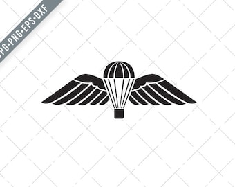 イギリス軍パラシュート兵インストラクタージャケットバッジ付き イギリス軍パラシュート連隊の記章 軍事バッジ 黒と白 SVG