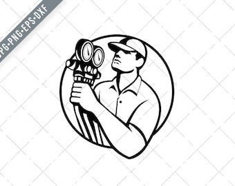 Heating Air Conditioning and Refrigeration Mechanic Holding Pressure Gauge Circle Svg-Refrigeration Mechanic SVG-Cut File-DXF-jpg-png