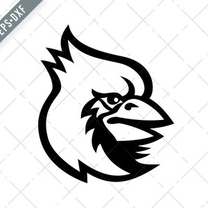 Kardinal Vogel Kopf Maskottchen schwarz und weiß Svg-Kardinal SVG-Cut Datei-Cardinalidae DXF-jpg-png