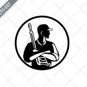 Power Washer Arms Crossed Pressure Washing Wand Circle Retro Black and White svg-Power Washer SVG-Power Washer Cut File-DXF-jpg-Washer png