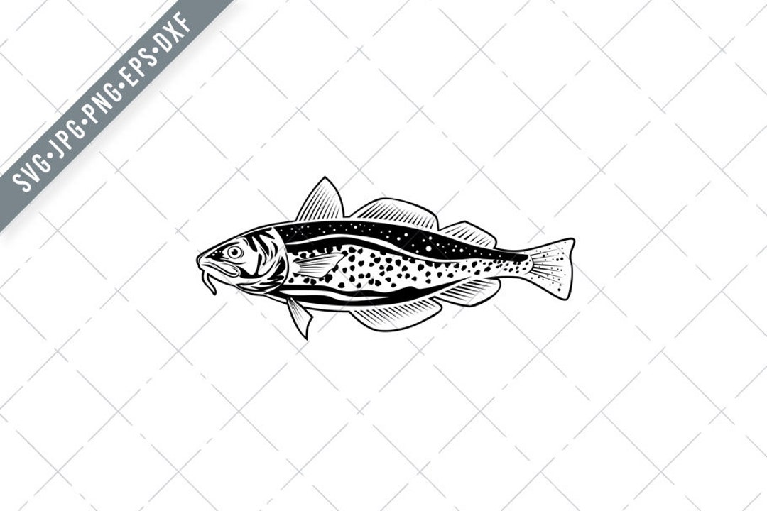 Fly Fisherman Hooking Brook Trout Retro Black and White Svg-fly