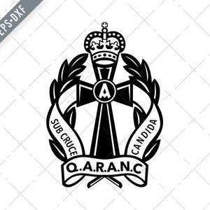 Queen Alexandra's Royal Army Nursing Corps of QARANC Badge Retro Black White Svg-Qaranc Badge SVG-Cut File-DXF-jpg-png