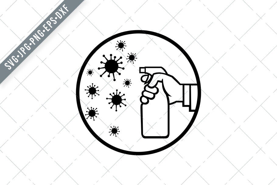 Vaporisateur à la main désinfectant sur virus SVG Cut File-Disinfectant svg-png-jpg-Virus clipart