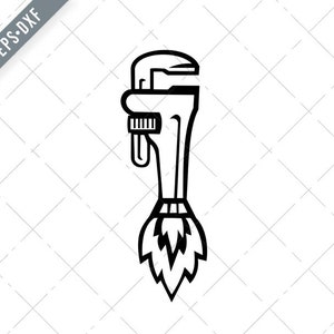 Pipe Wrench Rocket Booster Side Retro Zwart-Wit SVG-SVG-Cut File-DXF-jpg-png