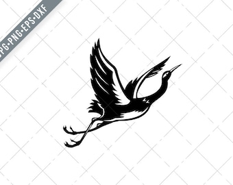 White-Faced Heron White-Fronted Heron Crane Flying Up Retro Black and White Svg-blue Crane SVG-Cut File-Heron DXF-jpg-png