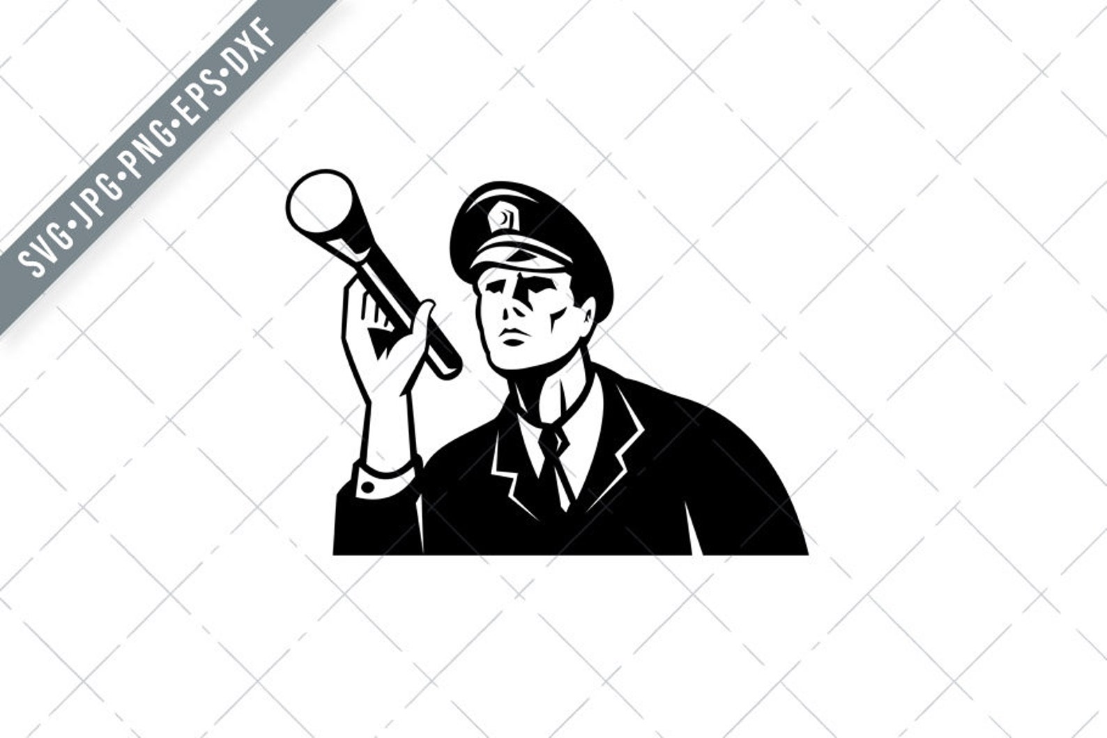 Law Enforcement Policeman Security Guard With Flashlight Retro Svg ...