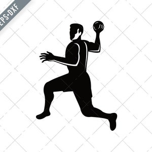 Puede incluir: Silueta de una persona lanzando una pelota, en una pose de carrera, con una pierna extendida hacia adelante y la otra pierna doblada detrás de ella.