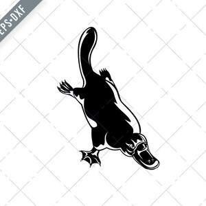 Duck-Billed Platypus Ornithorhynchus Anatinus Diving Retro Woodcut Black and White Svg-Platypus SVG-Cut File-DXF-jpg-png