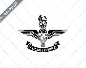 イギリス軍パラシュート連隊の記章 軍事バッジ 黒と白 SVG