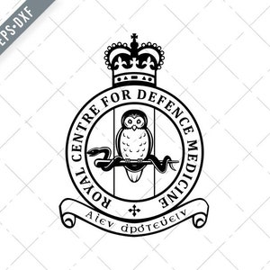 Royal Centre for Defence Medicine RCDM Crest Stencil Zwart en Wit Retro Style Svg-RCDM Crest svg-Cut File-DXF-jpg-png