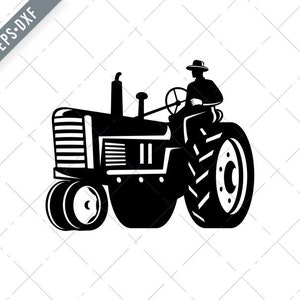 Organic Farmer Driving Vintage Tractor Retro Silhouette   Svg-Organic Farmer SVG-Vintage Tractor Cut File-Farmer DXF-jpg-Farmer png