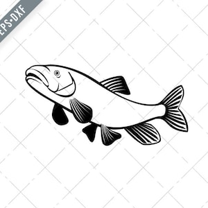 Shortnose Sucker Jumping Up Retro schwarz und weiß Svg-Shortnose Sucker SVG-verloren Fluss Sauger geschnitten File-Sucker DXF-jpg-png