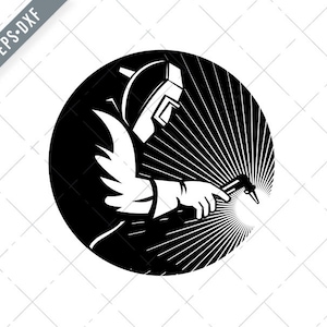 Welder Oxygen-Acetylene Welding Side View Circle SVG-Oxygen-Acetylene Welding SVG-Acetylene Welding Cut File-Welder DXF-jpg-png