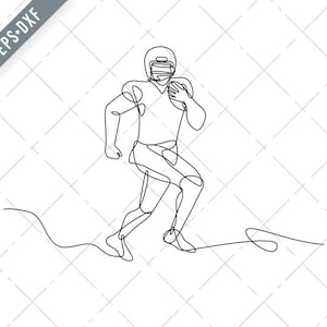 American Football Running Back Wide Receiver Quarterback or Tight End Running with Ball Continuous Line Drawing