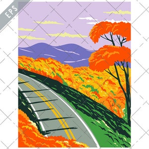 Skyline Drive Shenandoah National Park Ridge Mountains Virginia WPA Poster Art Vector eps-EPS-JPG-png-Shenandoah National Park Clipart