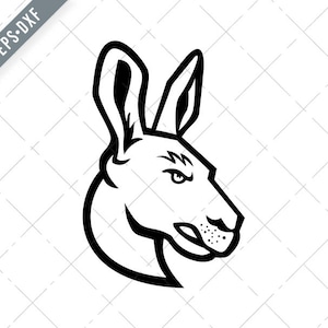 Chef d’un Kangourou en colère Side View Mascotte Noir et Blanc Svg-Angry Kangourou SVG-wallaby Cut File-DXF-jpg-png