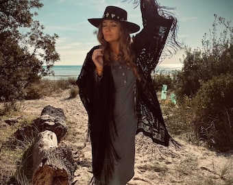 Burnout Velvet Silk Kimono Cardigan: Boho Festival Duster Robe