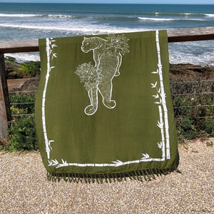 Sarong For Women  - Beach Cover Up - Rayon Sarong - Indonesian Batik Sarong - Hand Painted Batik - Leopard Scarf - Beach Sarong - Batik