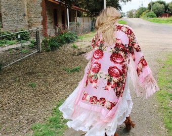 Boho Bridal Velvet Robe - Bridal Party Silk Kimono Robes - Silk Bridal Kimono - Silk Bridesmaid Kimono Robe - Bridal Gypsy Kimono Robe