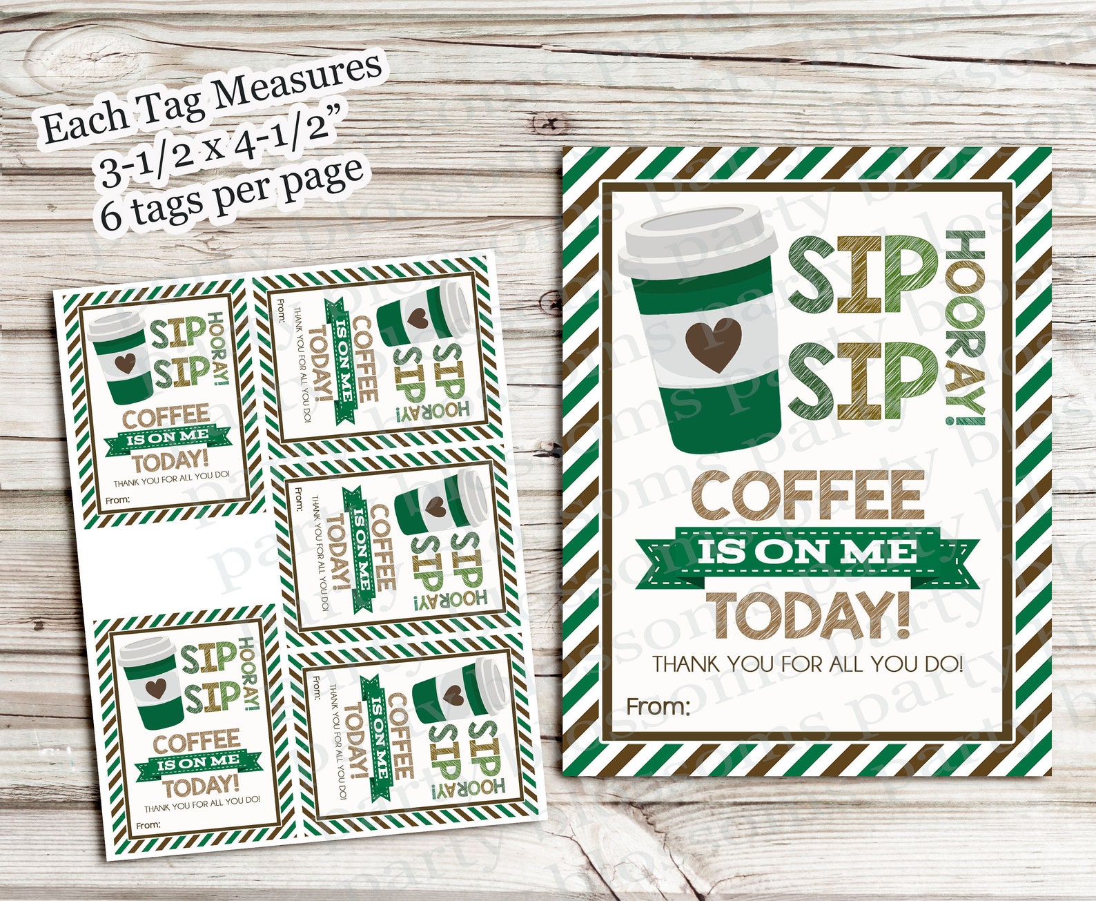 INSTANT DOWNLOAD Sip Sip Hooray Coffee is on Me Today Coffee Etsy UK