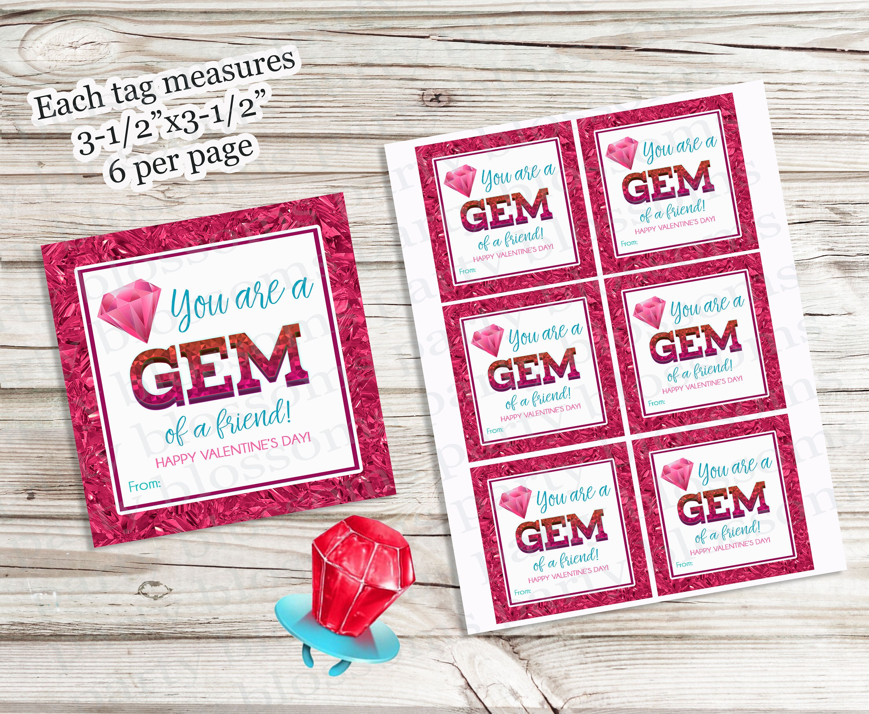 INSTANT DOWNLOAD You Are a Gem of A Friend Ring Pop Tag Etsy