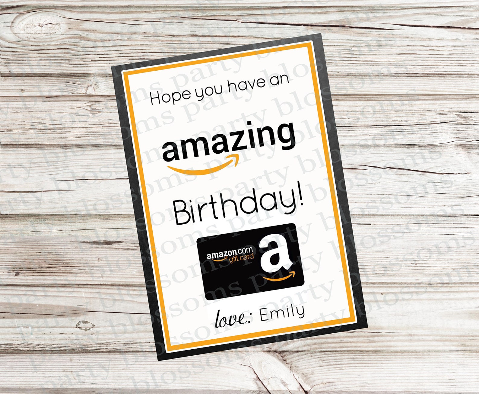 CUSTOMIZED Printable Gift Card Holder for Amazon Gift Card Etsy