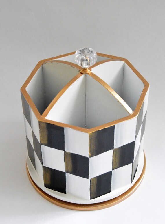Hand Painted Desk Caddy Lazy Susan Utensils Holder Etsy