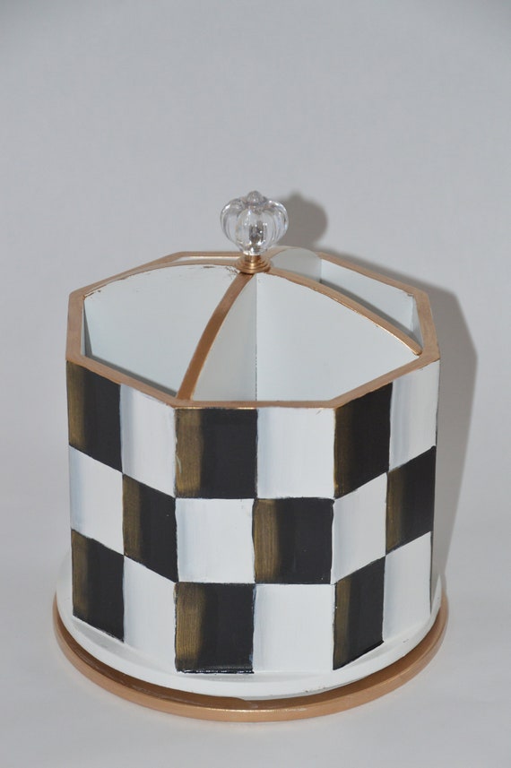 Hand Painted Desk Caddy Lazy Susan Utensils Holder Etsy