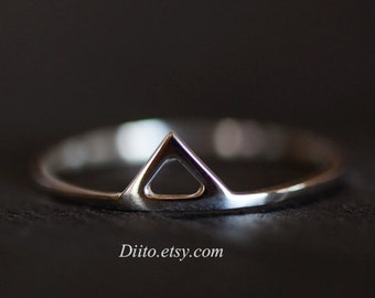 Size 7, Sterling Silver, Handmade Jewelry, Triangle Ring, Thin Rings, Simple Rings,  Minimalist Ring, Geometric, Ready To Ship!