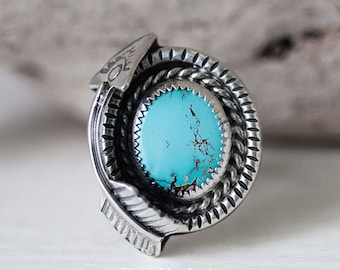 Size 6.5 Sterling Silver Royston Turquoise Ring, Arrow Ring, Bohemian, Southwestern Ring, Native American Inspired, Ready To Ship!