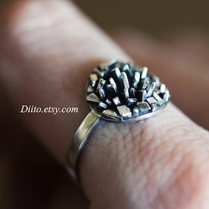Size 7, Sterling Silver Spiky Cluster Ring, Industrial Ring, Textured Ring, Spike Ring, Oxidized Ring, Ready To Ship!
