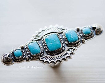 Size 7.5 Sterling Silver Sleeping Beauty Turquoise Ring, Stamped Ring, Southwestern Ring, Native American Inspired, Ready To Ship!