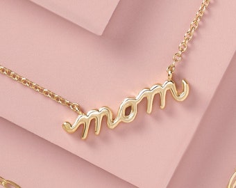 Mom Necklace - 14kt Solid Gold or Sterling Silver