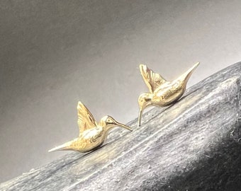 Petite Hummingbird Earrings - 14kt Solid Gold or Sterling Silver