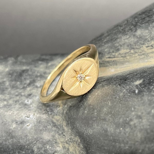 Diamond North Star Ring - 14kt Solid Gold