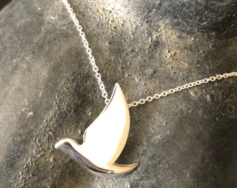 Dove Peace Necklace - 14kt Solid Gold or Sterling Silver
