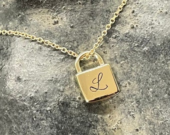 14kt Solid Gold Petite Lock Padlock Necklace