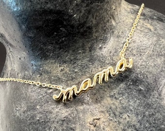 Mama Necklace - 14kt Solid Gold or Sterling Silver