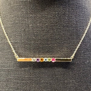 Mother's Birthstone Bar Necklace - 14kt Solid Gold & Genuine Gemstones