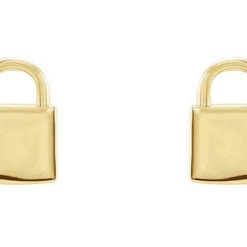 Petite Lock Padlock shops Earrings - 14kt Solid Gold or Sterling Silver