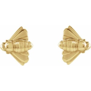 Petite Bee Earrings - 14kt Solid Gold or Sterling Silver