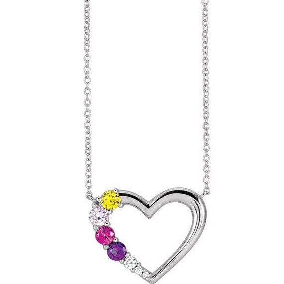 Mother's Birthstone Heart Necklace 