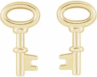 Petite Key Earrings - 14kt Solid Gold or Sterling Silver