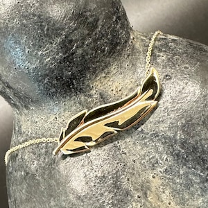 Feather Bar Necklace - 14kt Solid Gold or Sterling Silver