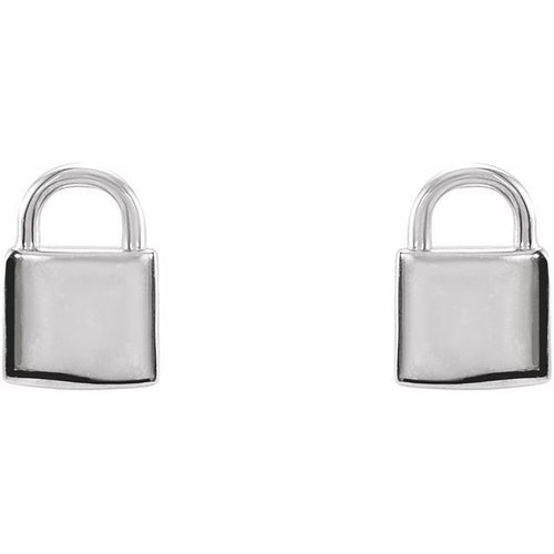 Petite Lock Padlock shops Earrings - 14kt Solid Gold or Sterling Silver