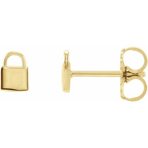 Petite Lock Padlock shops Earrings - 14kt Solid Gold or Sterling Silver