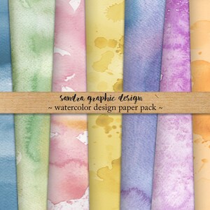 Watercolor digital paper: &quot;WATERCOLOR TEXTURES&quot; with watercolor background papers in pastel colors, instant download (1302)