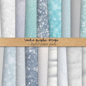 Snow digital paper, snow texture, snow background, with sparkles and bokeh effect, digital paper in winter colors (1260)