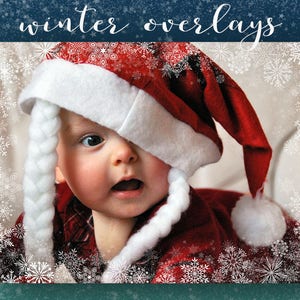 Snow photo frame, snowflake overlay for photo art and editing, layouts, etc, with snow flakes effect (P08)