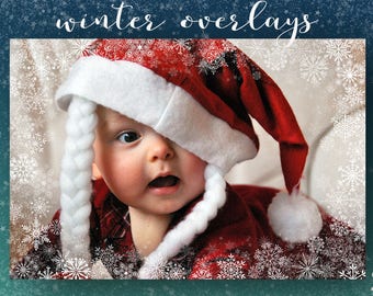 Snow photo frame, snowflake overlay for photo art and editing, layouts, etc, with snow flakes effect (P08)